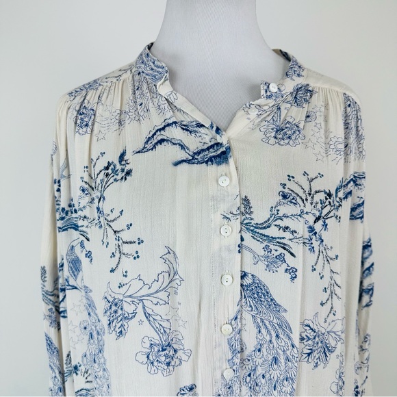 Free People Metallic Blooms Oversized Button Front Top Size XS - Picture 3 of 11